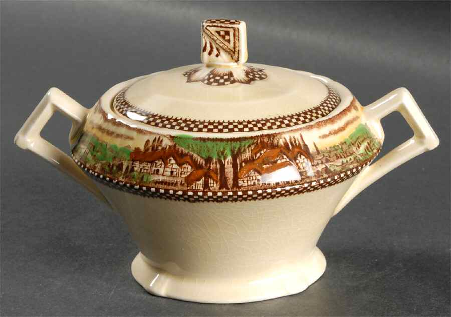 England's Countryside (No Trim) Sugar Bowl & Lid by Myott Staffordshire-1