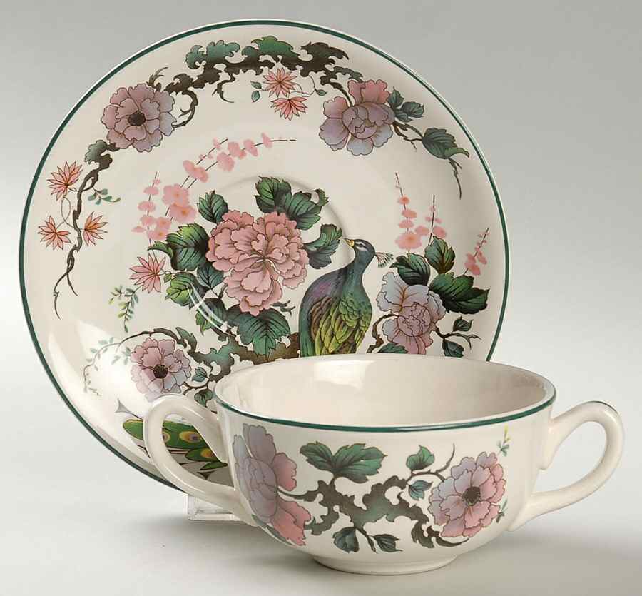 Exotic Garden Flat Cream Soup Bowl & Saucer Set by Franciscan-1