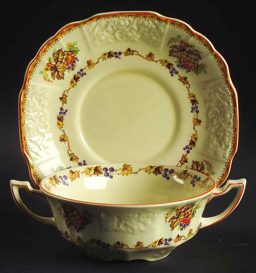 FH2909 Flat Cream Soup Bowl & Saucer Set by Myott Staffordshire-1