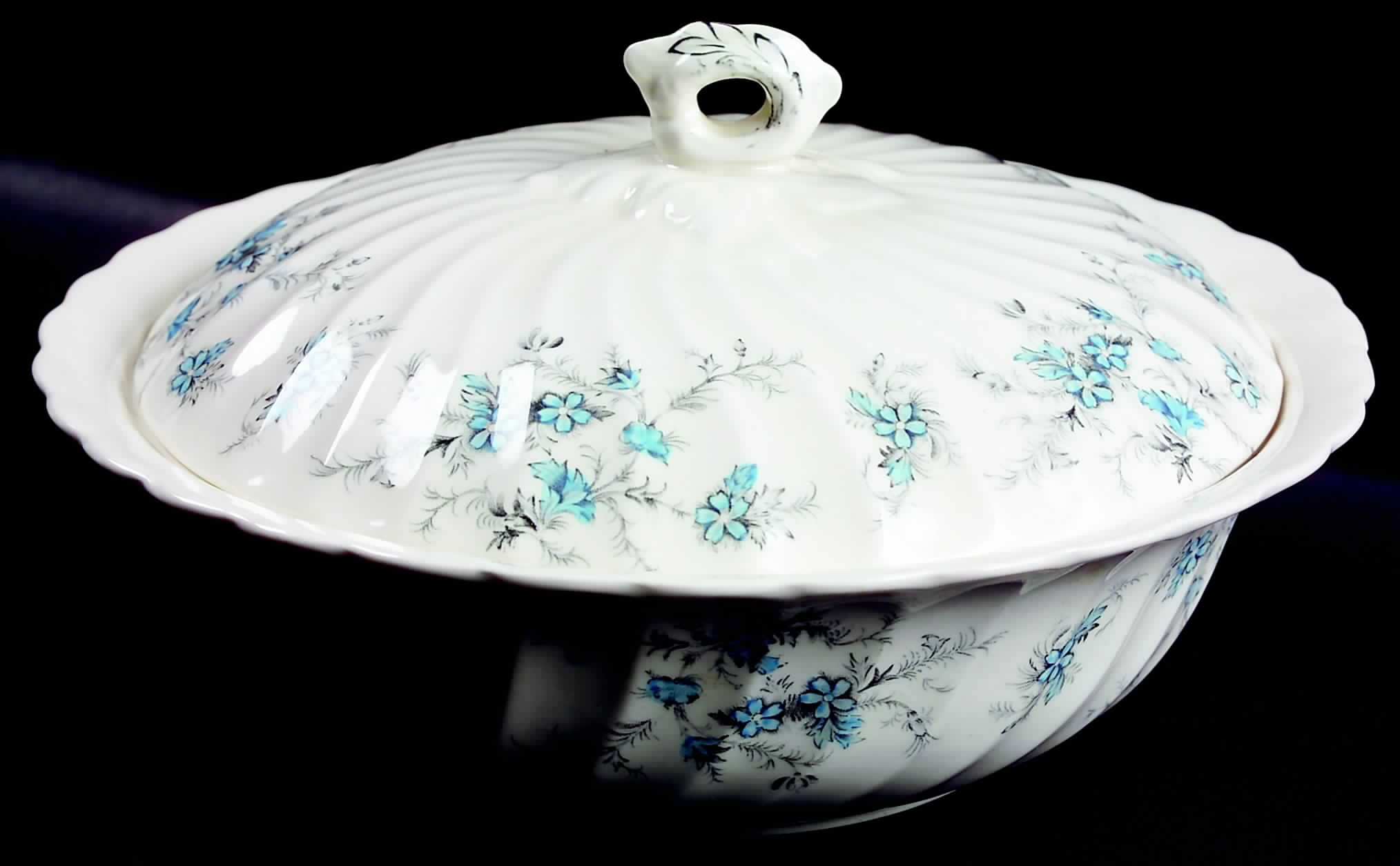 Forget Me Not Round Covered Vegetable by Myott Staffordshire-1