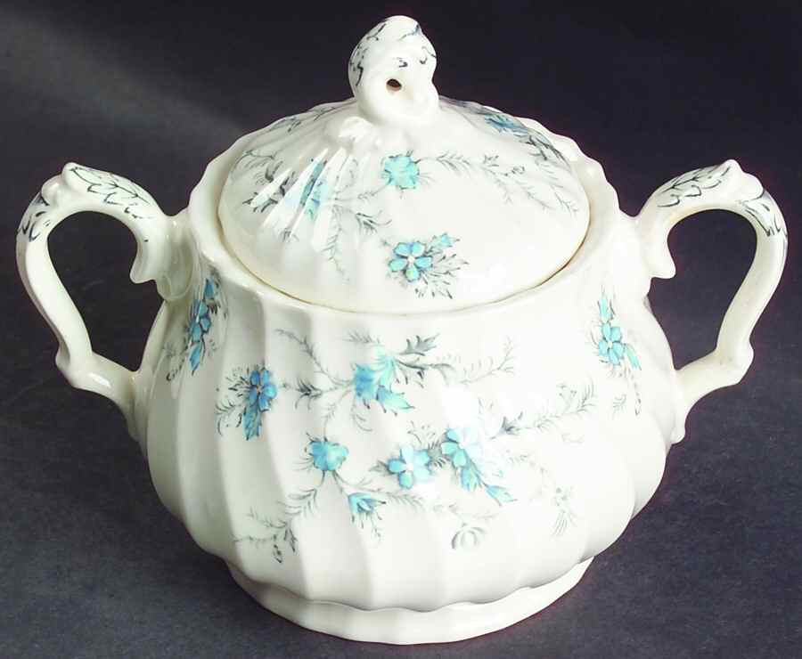 Forget Me Not Sugar Bowl & Lid by Myott Staffordshire-1