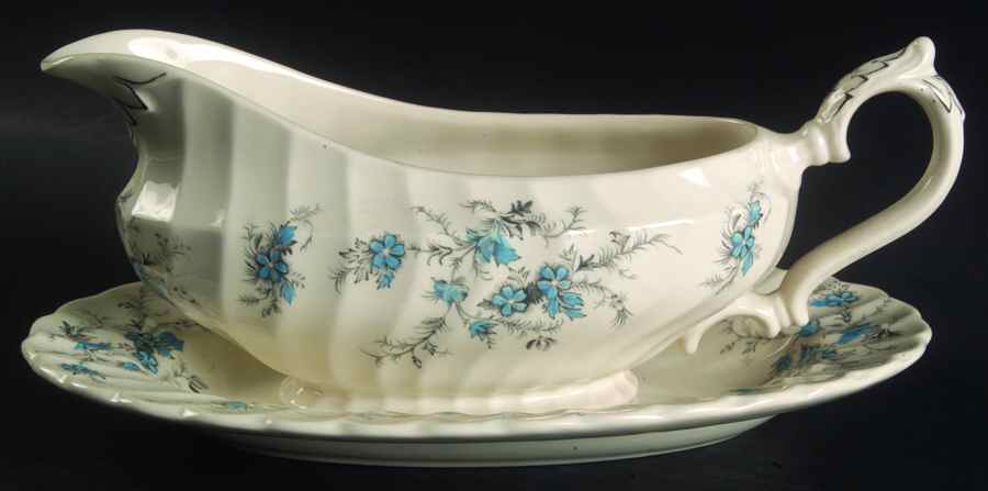 Forget Me Not Gravy Boat & Underplate/Relish by Myott Staffordshire-1