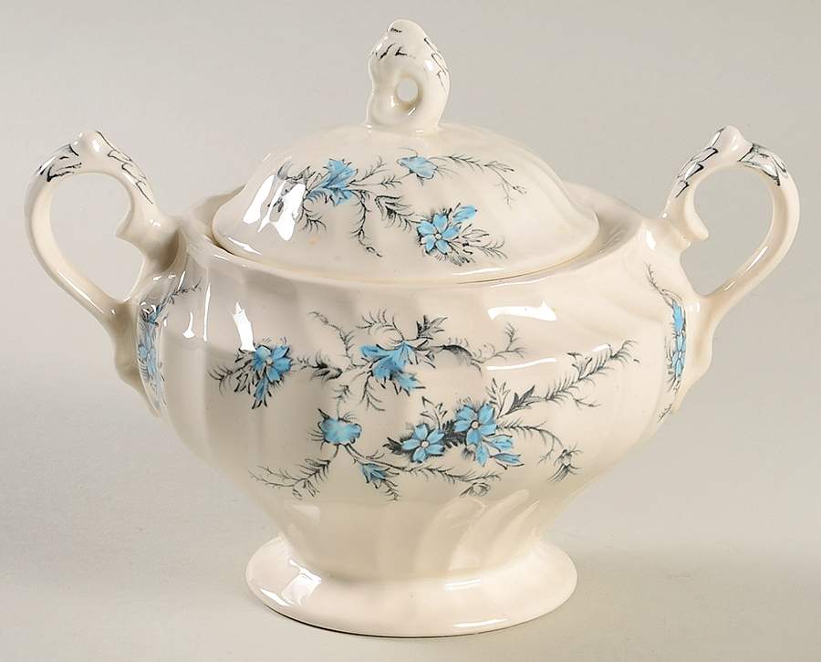 Forget Me Not Sugar Bowl & Lid by Myott Staffordshire-1