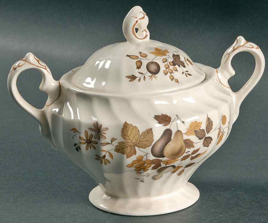 Golden Fruit Sugar Bowl & Lid by Myott Staffordshire-1