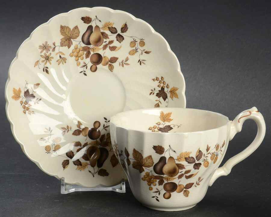 Golden Fruit Flat Cup & Saucer Set by Myott Staffordshire-1