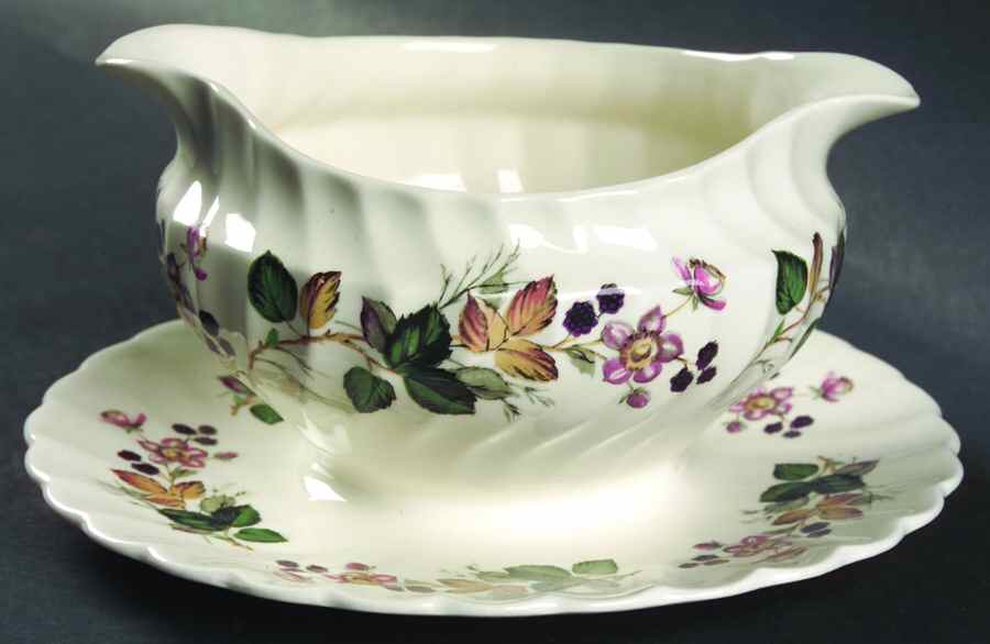 Hedgerow Gravy Boat with Attached Underplate by Myott Staffordshire-1