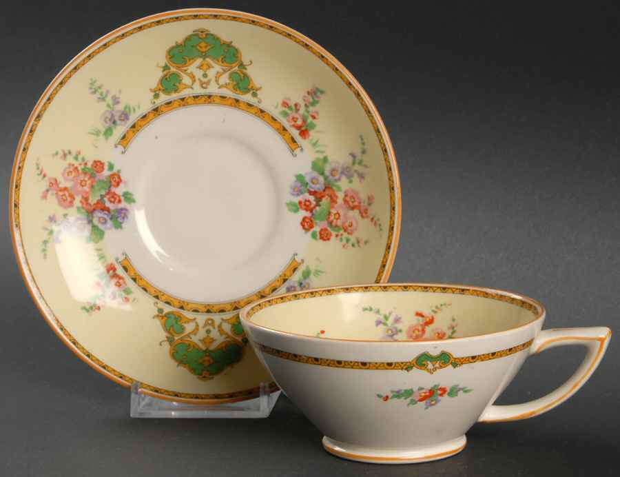 The Hollyhock Footed Cup & Saucer Set by Myott Staffordshire-1
