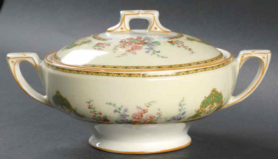 The Hollyhock Sugar Bowl & Lid by Myott Staffordshire-1