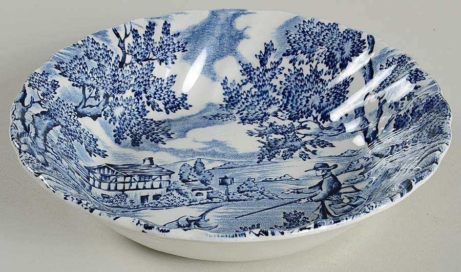Hunter Blue (No Trim) Fruit/Dessert (Sauce) Bowl by Myott Staffordshire-1