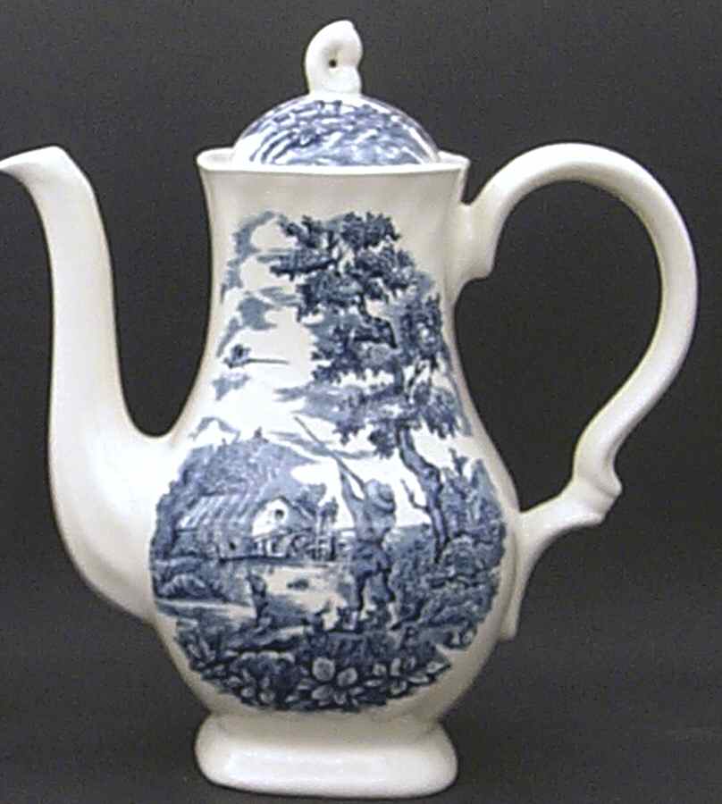 Hunter Blue (No Trim) Coffee Pot & Lid by Myott Staffordshire-1