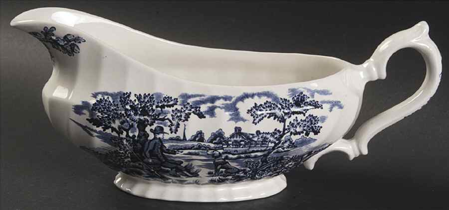 Hunter Blue (No Trim) Gravy Boat by Myott Staffordshire-1