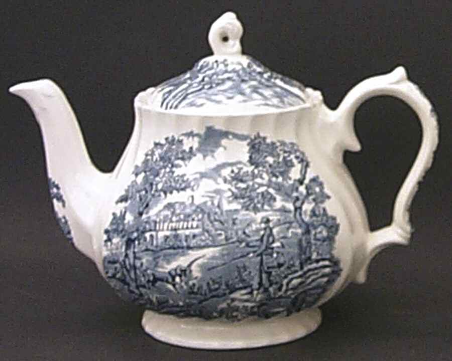 Hunter Blue (No Trim) Teapot & Lid by Myott Staffordshire-1