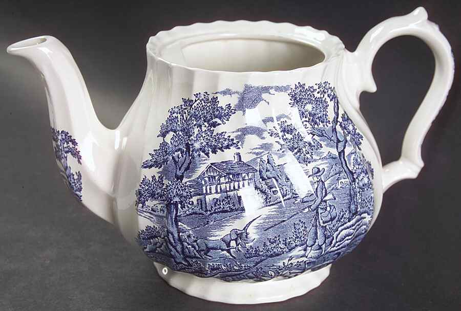 Hunter Blue (No Trim) Teapot No Lid by Myott Staffordshire-1