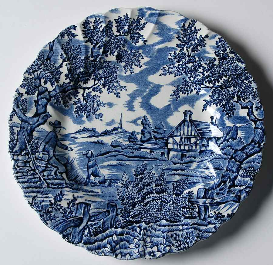 Hunter Blue (No Trim) Dessert/Pie Plate by Myott Staffordshire-1