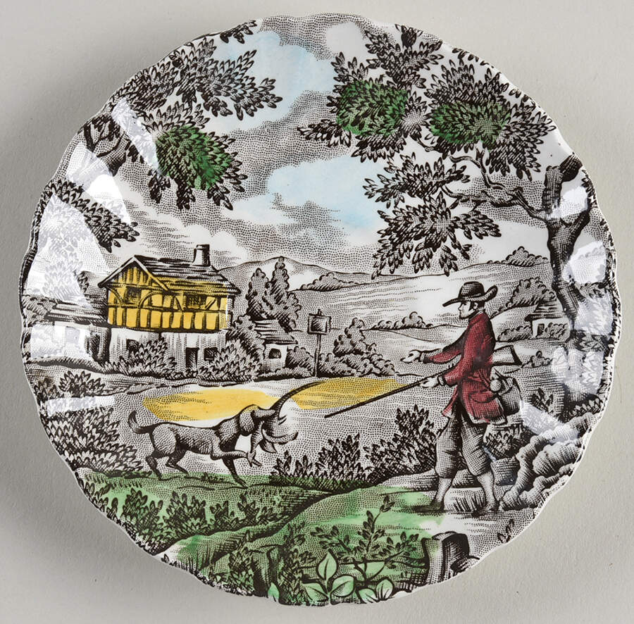 The Hunter Multicolor Saucer for Demitasse Cup by Myott Staffordshire-1