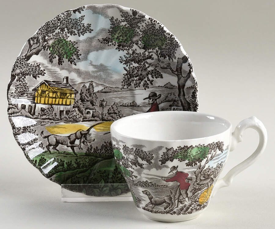 The Hunter Multicolor Flat Demitasse Cup & Saucer Set by Myott Staffordshire-1