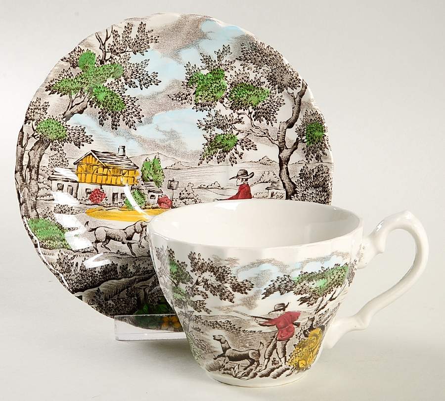 The Hunter Multicolor Flat Cup & Saucer Set by Myott Staffordshire-1