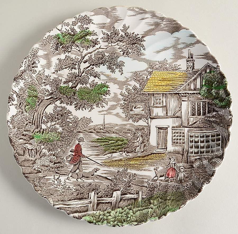 The Hunter Multicolor Cake Plate by Myott Staffordshire-1