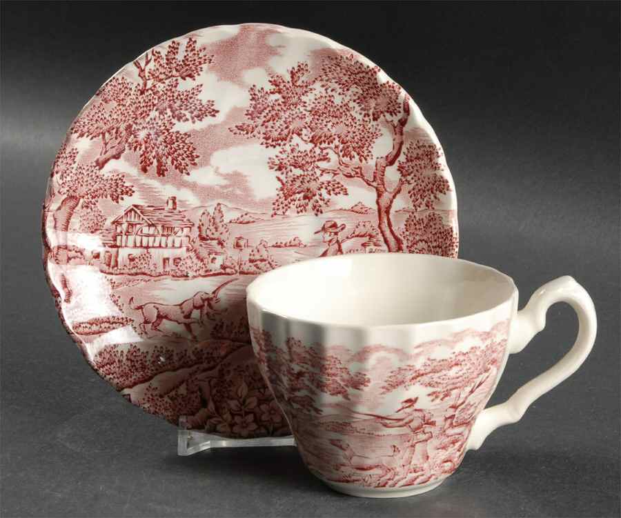 Hunter Rose Flat Cup & Saucer Set by Myott Staffordshire-1