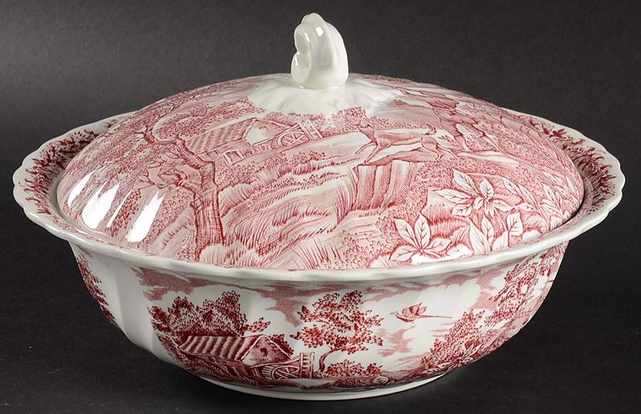 Hunter Rose Round Covered Vegetable by Myott Staffordshire-1