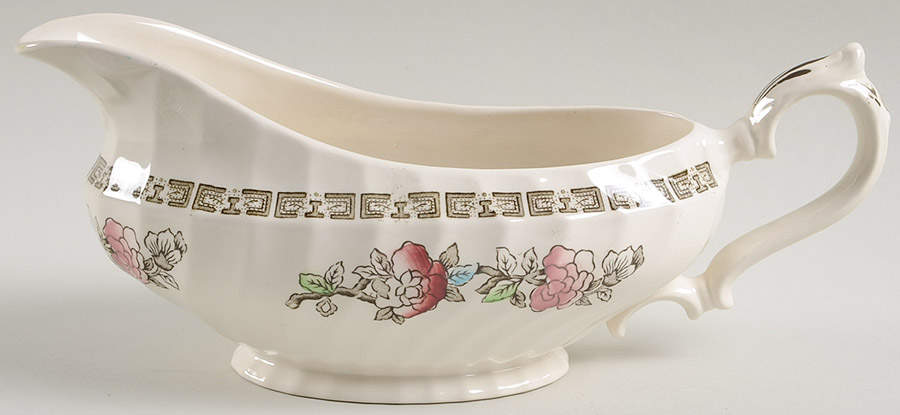 Indian Tree (No #, No Green Border, Cream) Gravy Boat by Myott Staffordshire-1