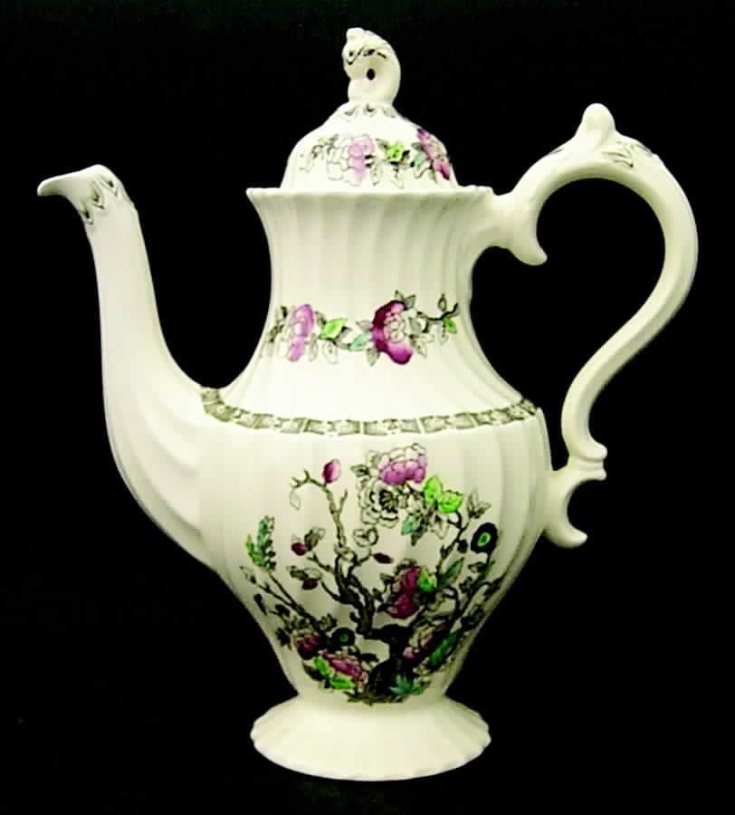 Indian Tree (No #, No Green Border, Cream) Coffee Pot & Lid by Myott Staffordshire-1