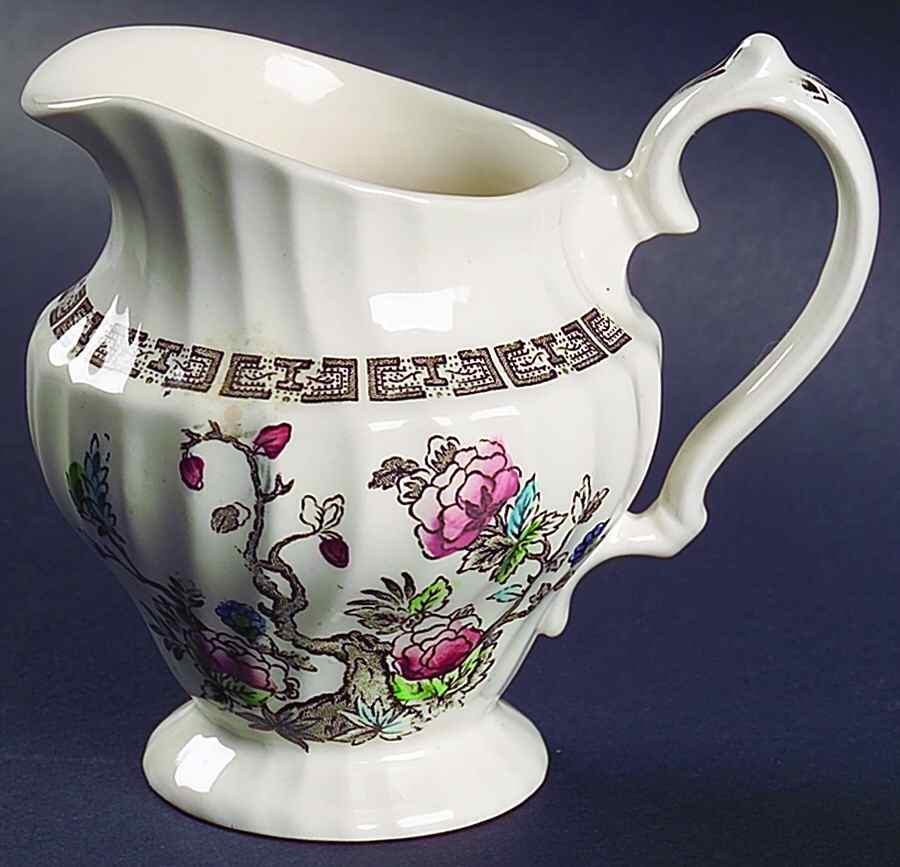 Indian Tree (No #, No Green Border, Cream) Creamer by Myott Staffordshire-1