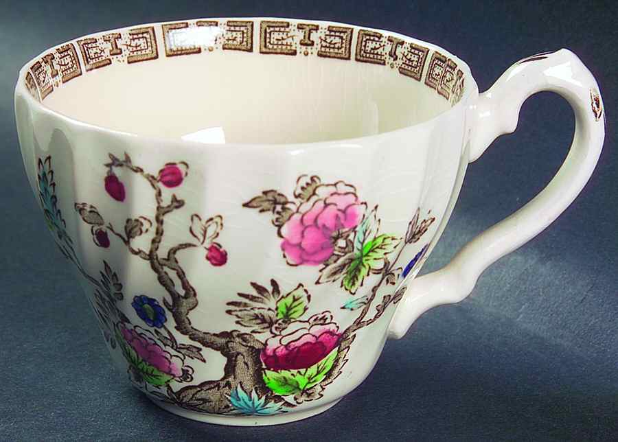 Indian Tree (No #, No Green Border, Cream) Flat Cup by Myott Staffordshire-1