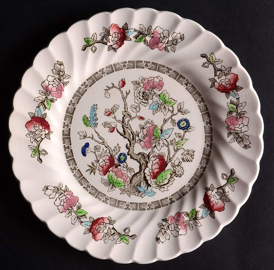 Indian Tree (No #, No Green Border, Cream) Luncheon Plate by Myott Staffordshire-1