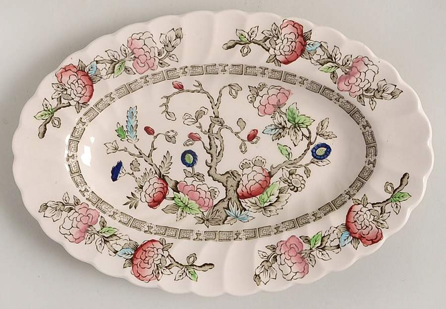 Indian Tree (No #, No Green Border, Cream) Relish/Gravy Underplate by Myott Staffordshire-1