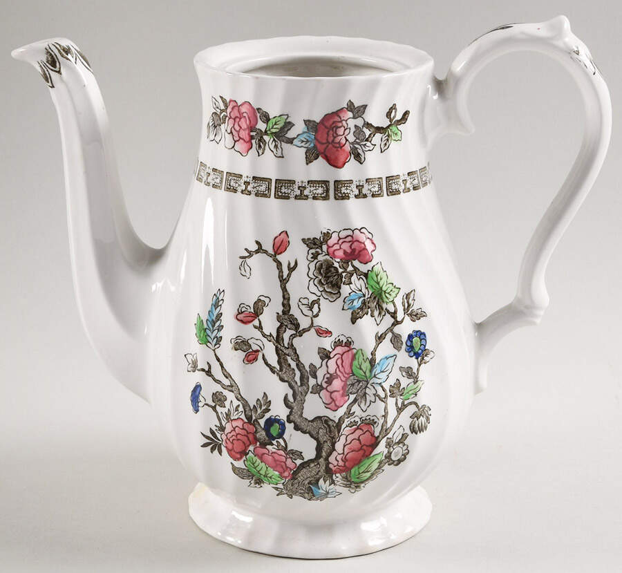 Indian Tree (No#, No Green Border, White Back) Coffee Pot No Lid by Myott Staffordshire-1