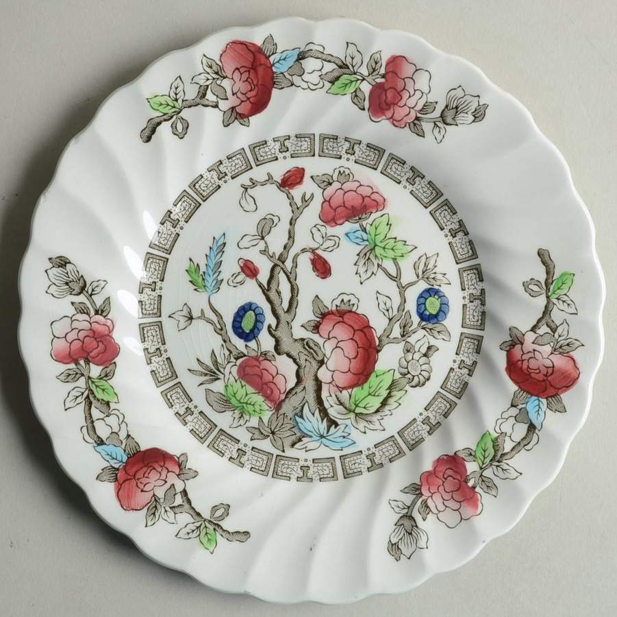 Indian Tree (No#, No Green Border, White Back) Dessert/Pie Plate by Myott Staffordshire-1