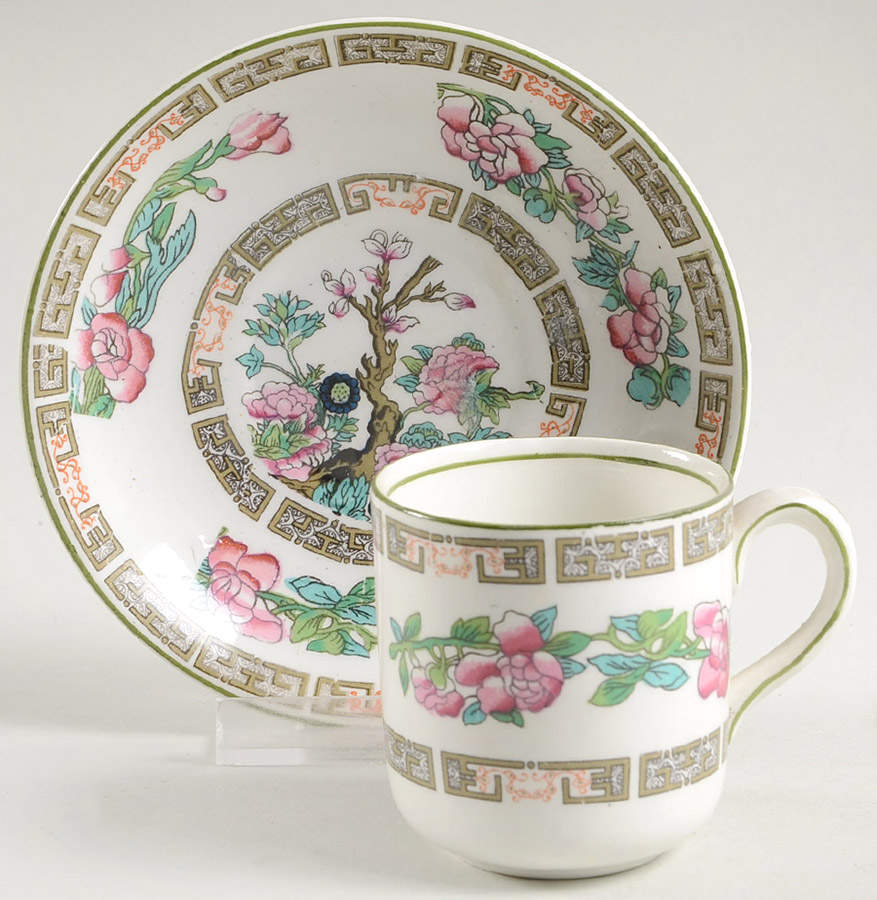 Indian Tree (Smooth, White) Flat Demitasse Cup & Saucer Set by Myott Staffordshire-1