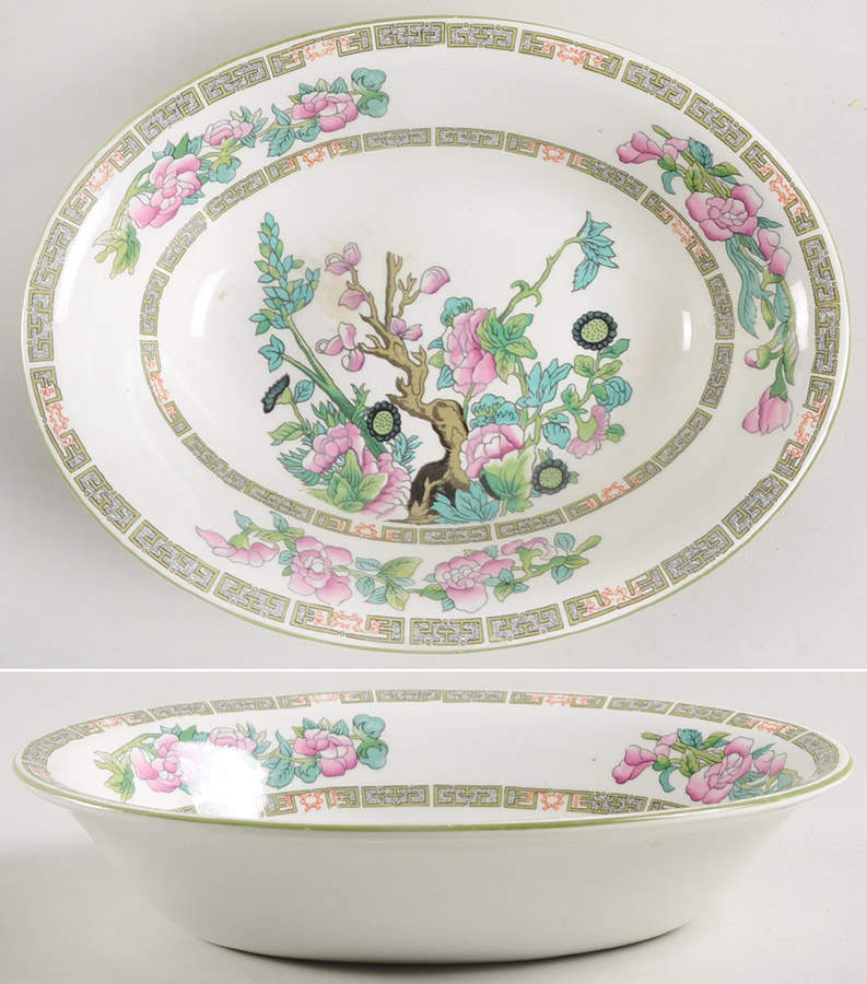 Indian Tree (Smooth, White) 9" Oval Vegetable Bowl by Myott Staffordshire-1