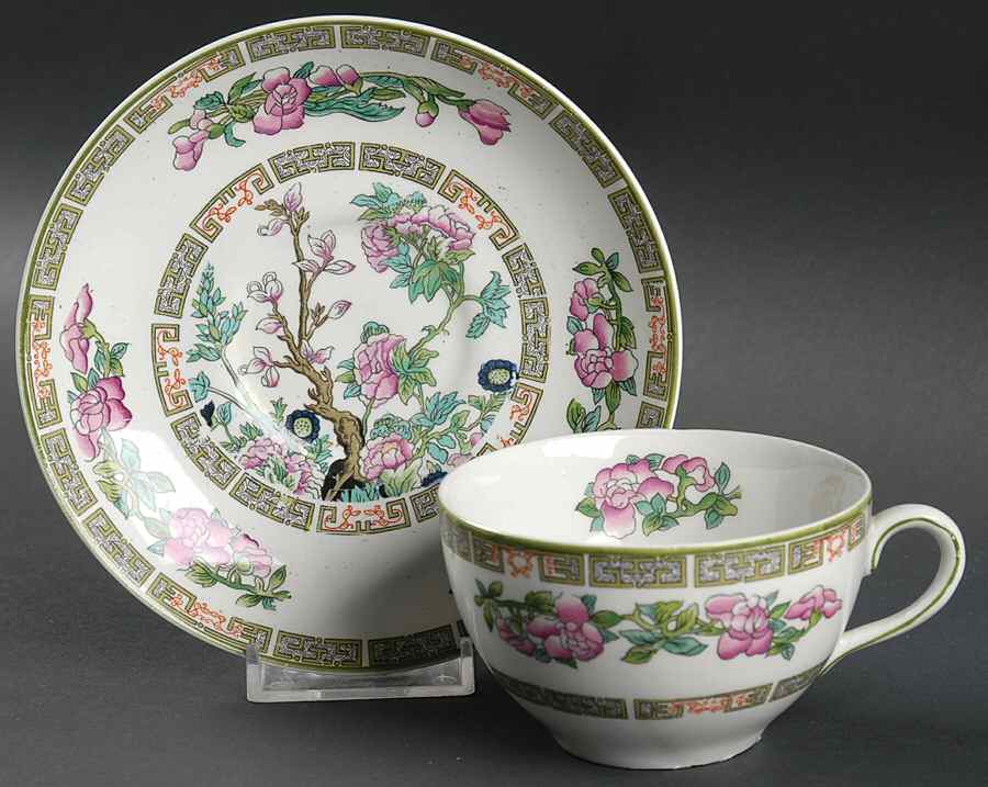 Indian Tree (Smooth, White) Flat Cup & Saucer Set by Myott Staffordshire-1
