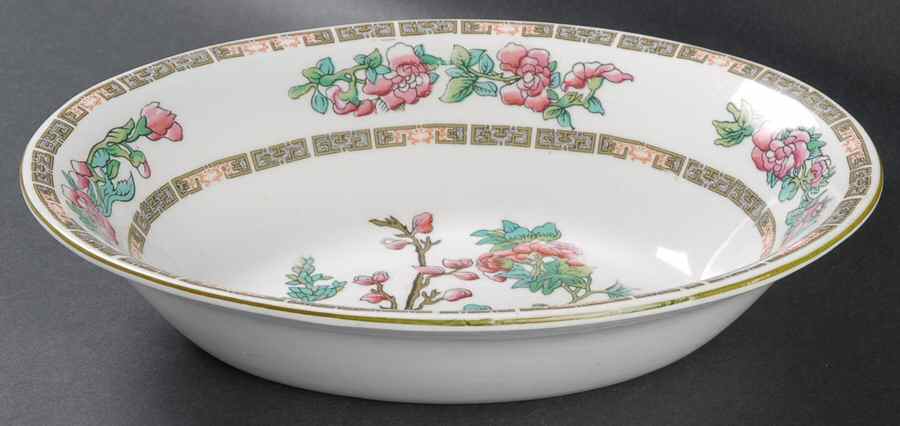 Indian Tree (Smooth, White) 10" Oval Vegetable Bowl by Myott Staffordshire-1