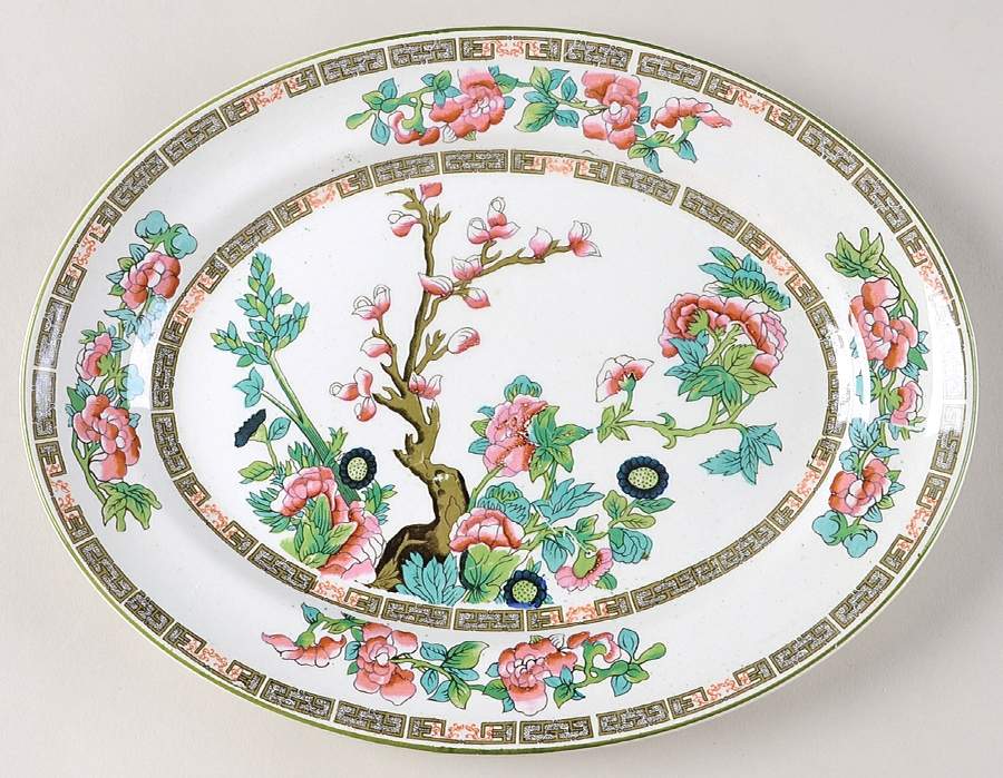 Indian Tree (Smooth, White) 10" Oval Serving Platter by Myott Staffordshire-1