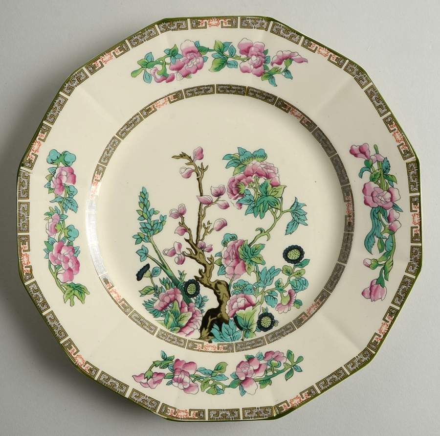 Indian Tree Green (Green Trim, 12 Sided) Dinner Plate by Myott Staffordshire-1