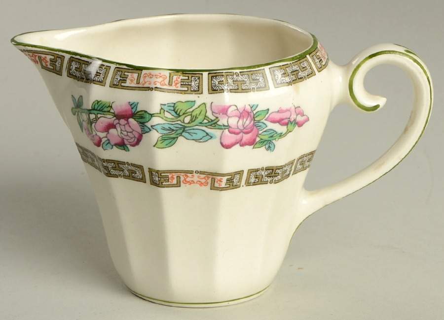 Indian Tree Green (Green Trim, 12 Sided) Creamer by Myott Staffordshire-1