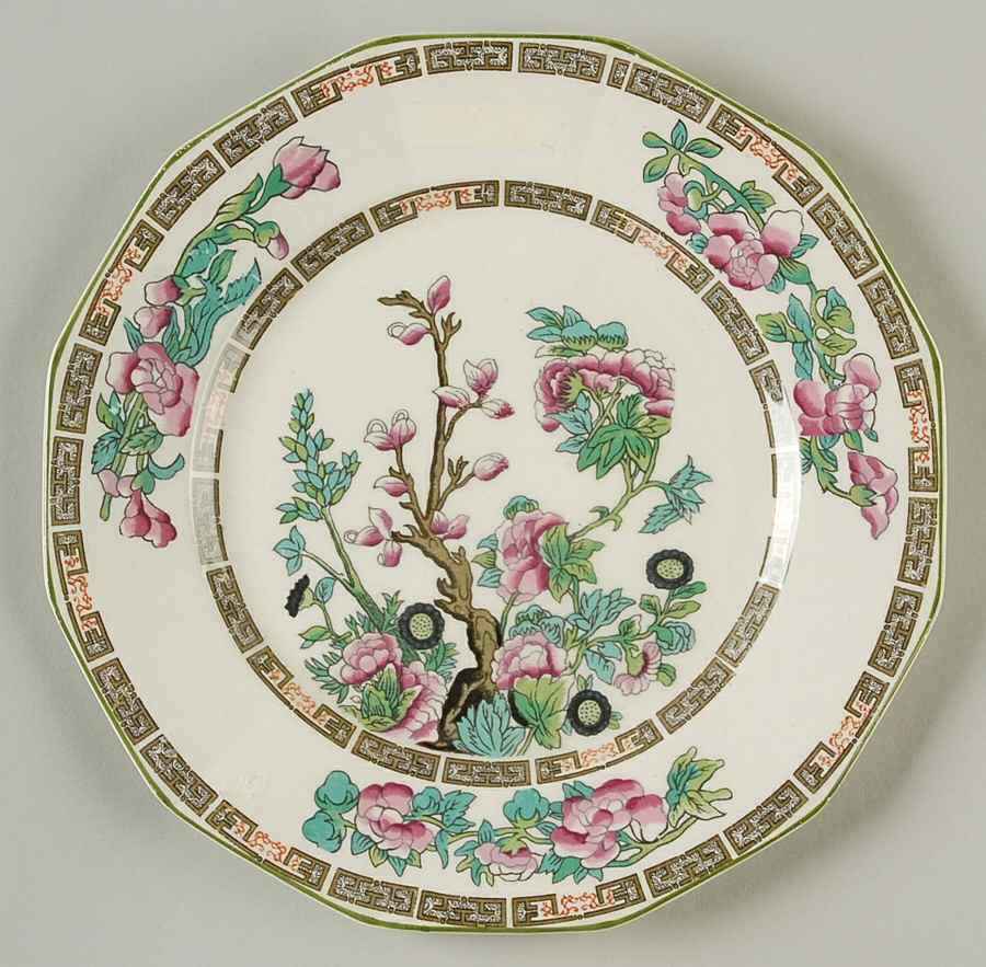 Indian Tree Green (Green Trim, 12 Sided) Salad Plate by Myott Staffordshire-1