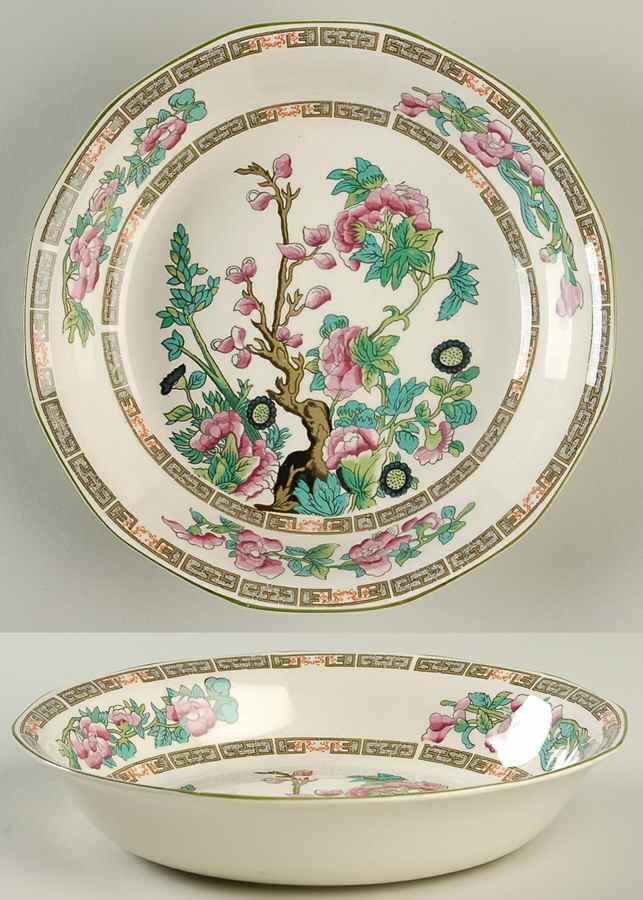 Indian Tree Green (Green Trim, 12 Sided) Coupe Soup Bowl by Myott Staffordshire-1