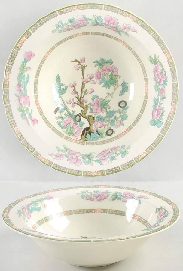 Indian Tree Green (Scalloped) 9" Round Vegetable Bowl by Myott Staffordshire-1