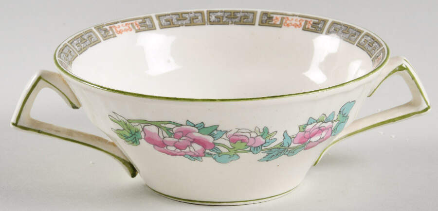 Indian Tree Green (Scalloped) Flat Cream Soup Bowl by Myott Staffordshire-1