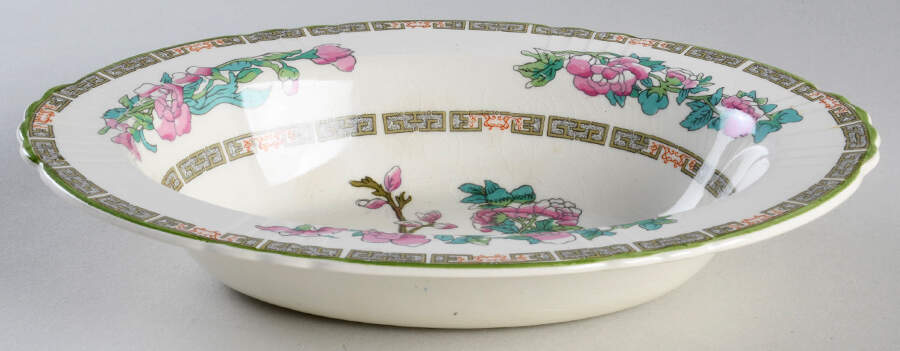 Indian Tree Green (Scalloped) 9" Oval Vegetable Bowl by Myott Staffordshire-1