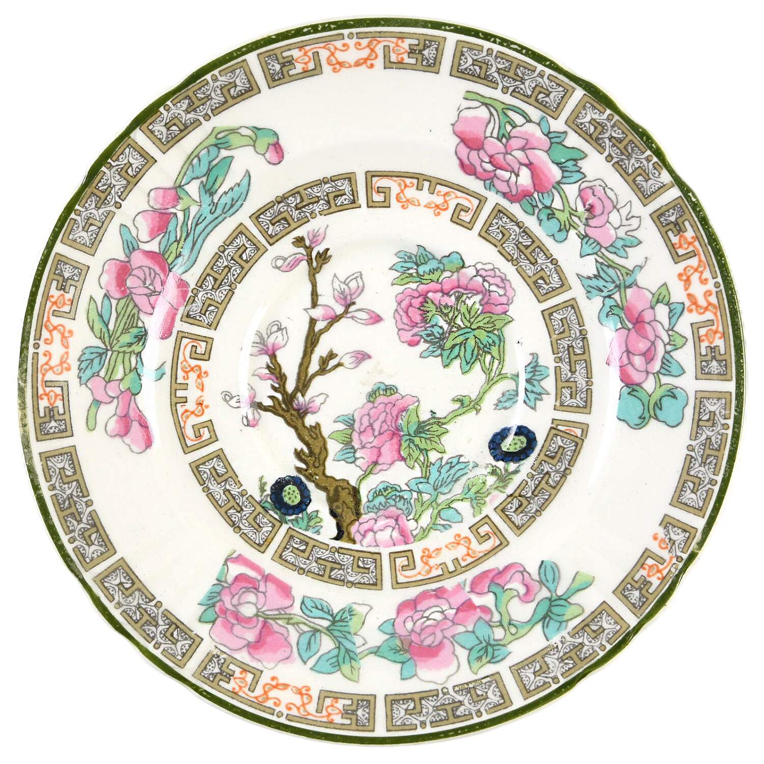 Indian Tree Green (Scalloped) Saucer for Demitasse Cup by Myott Staffordshire-1