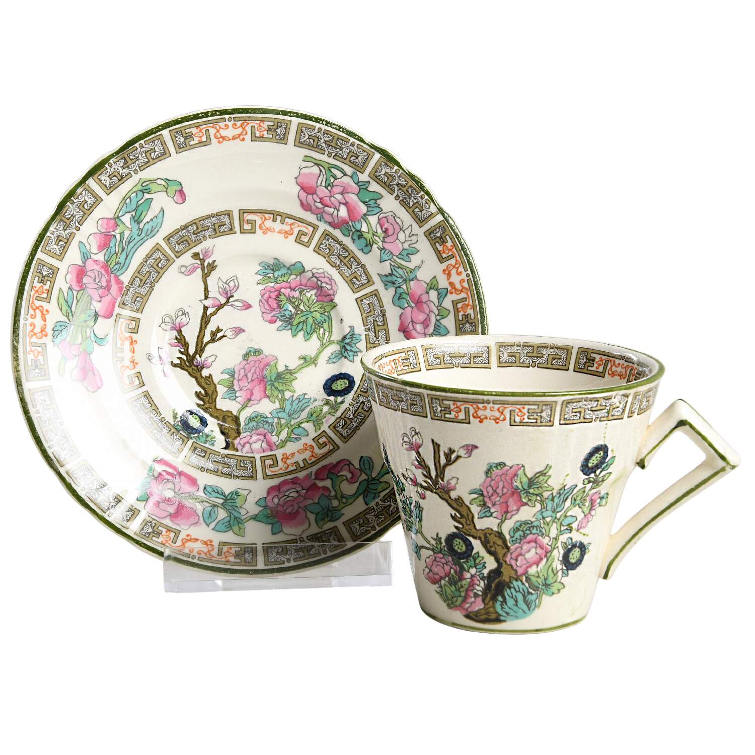 Indian Tree Green (Scalloped) Flat Demitasse Cup & Saucer Set by Myott Staffordshire-1