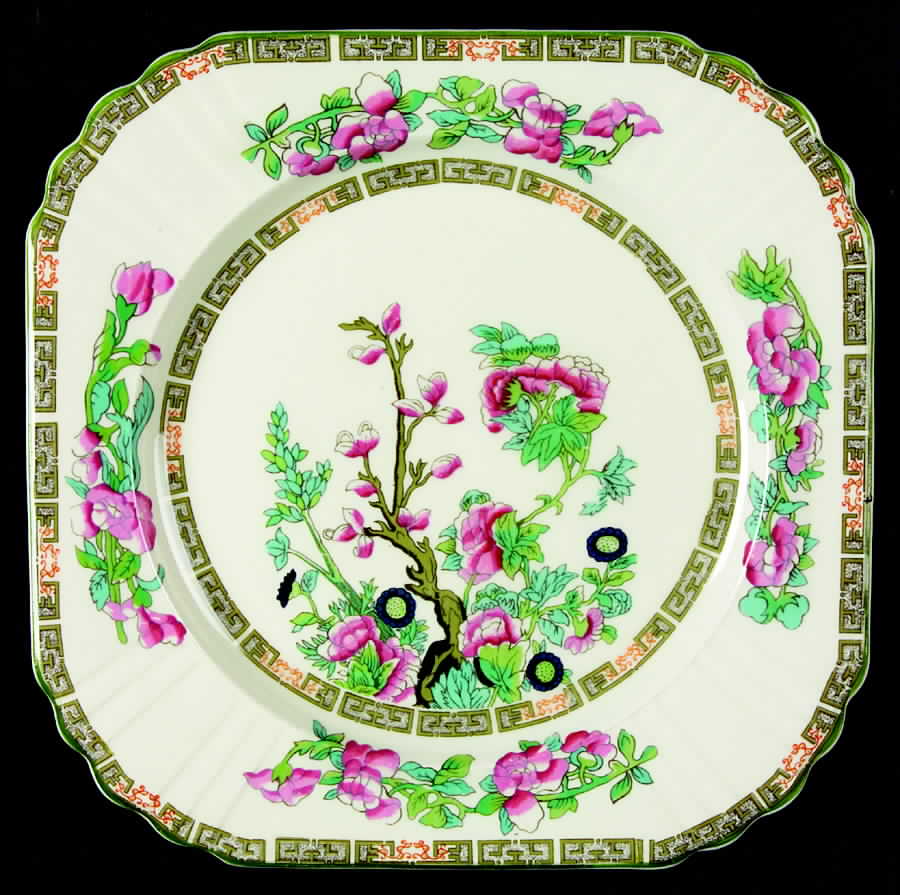 Indian Tree Green (Scalloped) Square Luncheon Plate by Myott Staffordshire-1