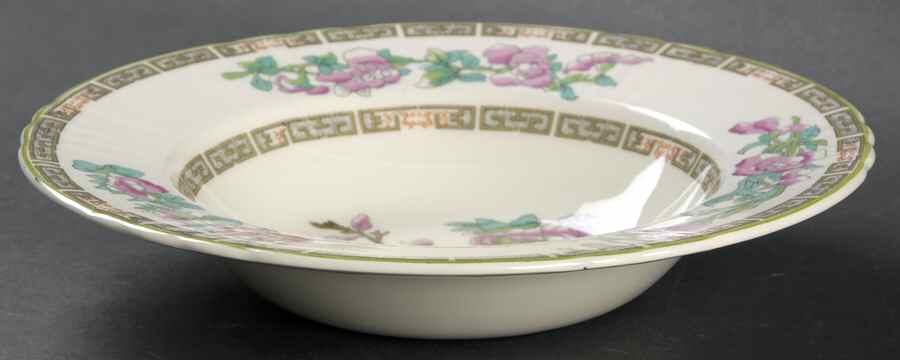 Indian Tree Green (Scalloped) Rim Soup Bowl by Myott Staffordshire-1