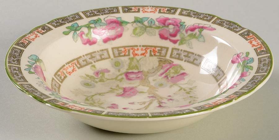 Indian Tree Green (Scalloped) Rim Fruit/Dessert (Sauce) Bowl by Myott Staffordshire-1
