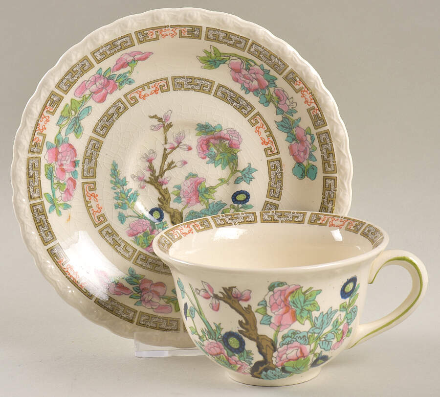 Indian Tree Flat Cup & Saucer Set by Myott Staffordshire-1